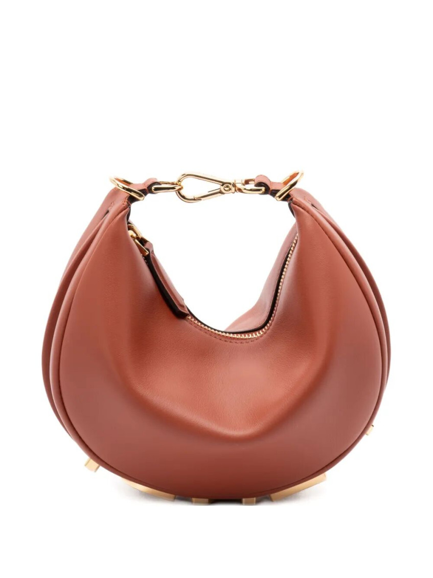 Fendi Mini Graphy Leather Shoulder Bag In Brown