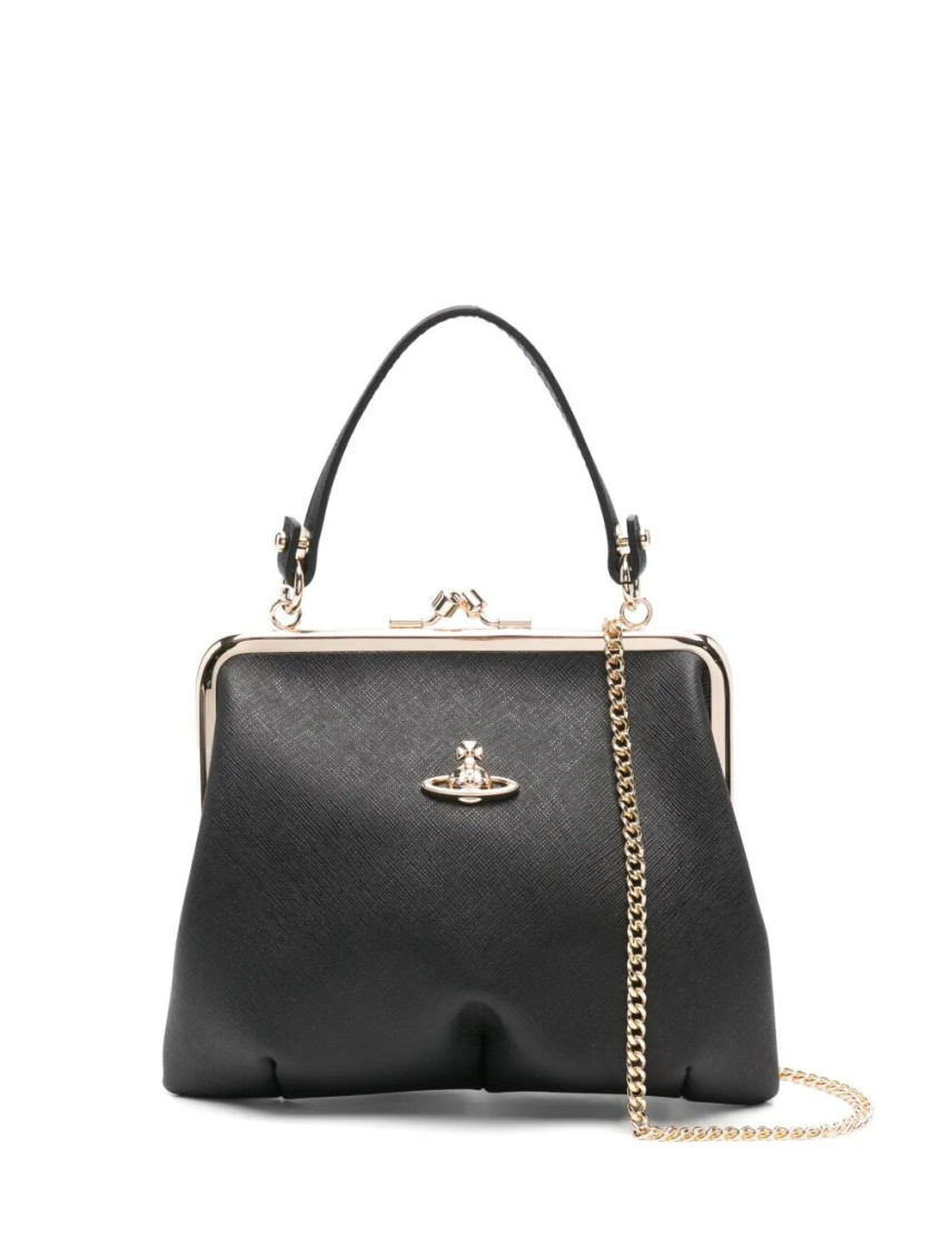 Vivienne Westwood Black Granny Frame Clutch In Black