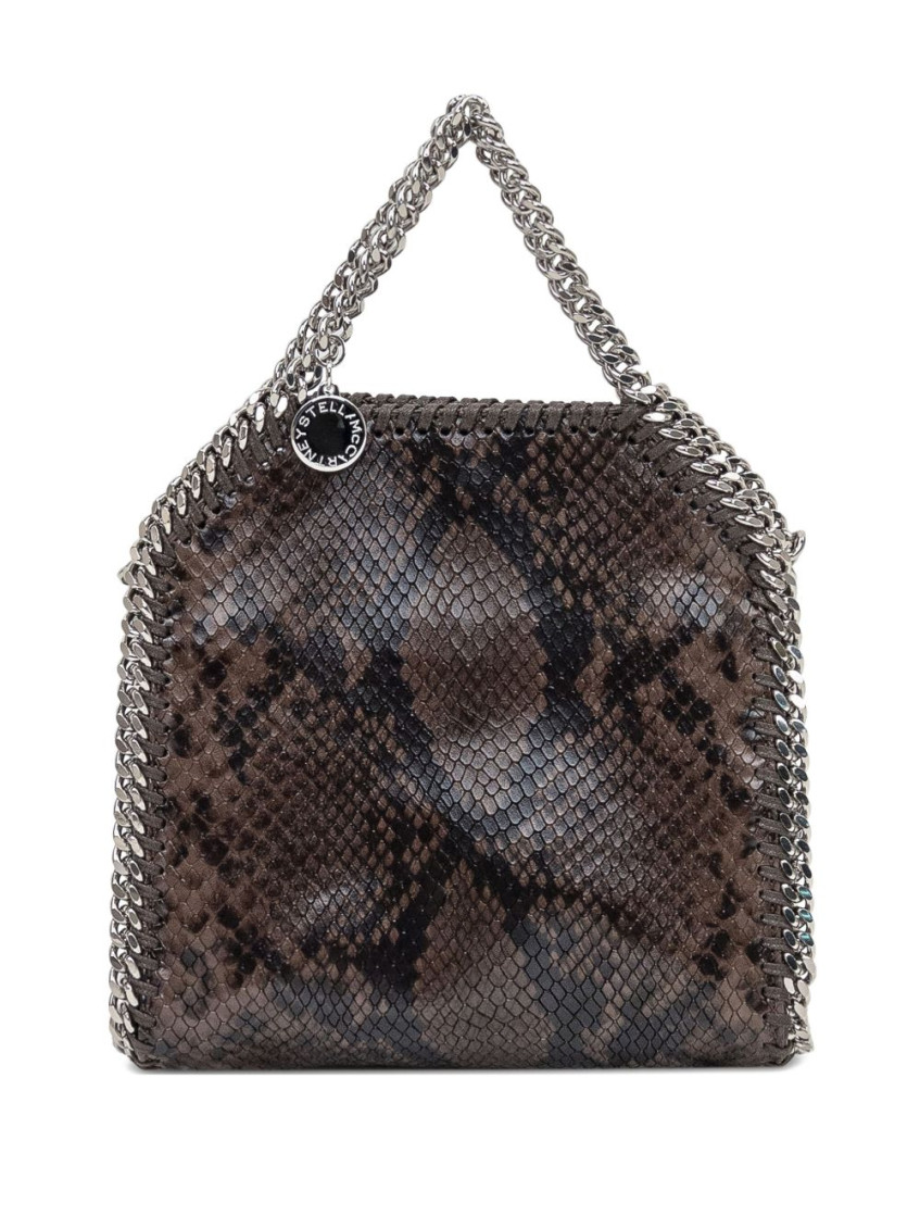 Stella Mccartney Eco Snake Crossbody Bag With Chain Strap In Brown