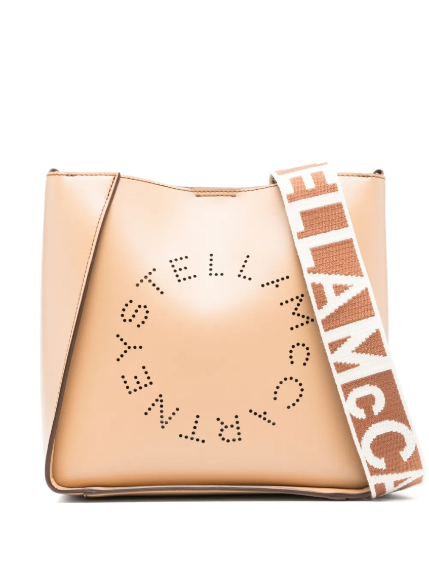 Stella Mccartney Beige Logo Shoulder Bag In Beige