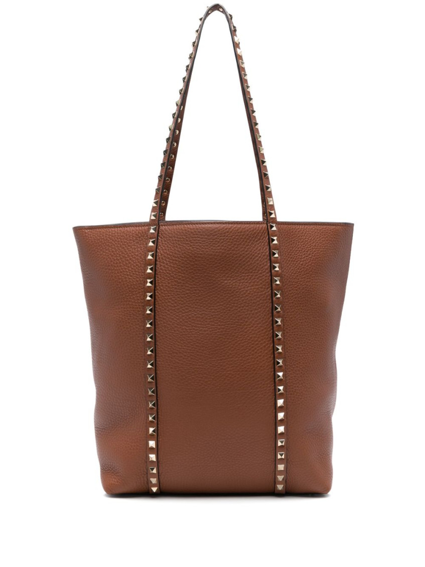 Valentino Garavani Brown Rockstud Tote Bag