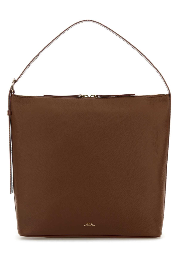 Apc Brown Leather Vera Shoulder Bag A.p.c. In Burgundy