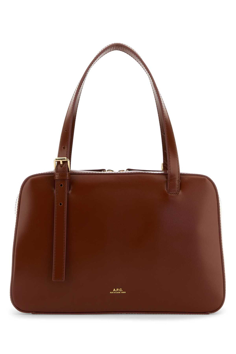 Apc A.p.c. Structured Shoulder Bag With Top Zip Closure In Brown