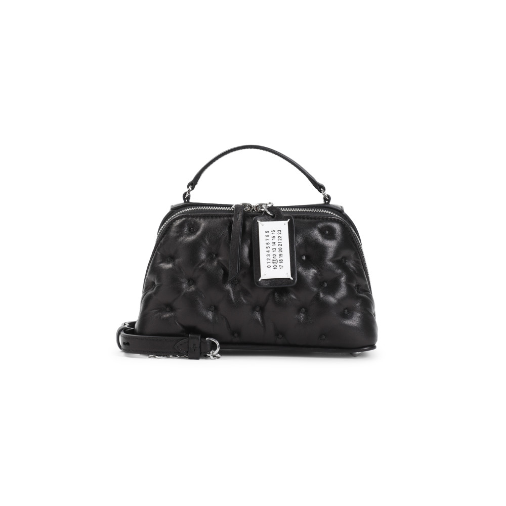 Maison Margiela Quilted Texture Shoulder Bag With Detachable Strap In Black