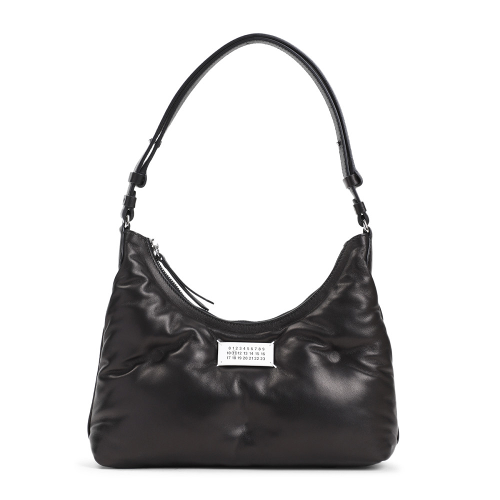 Maison Margiela Black Nappa Leather Small Glam Slam Hobo Shoulder Bag In Black