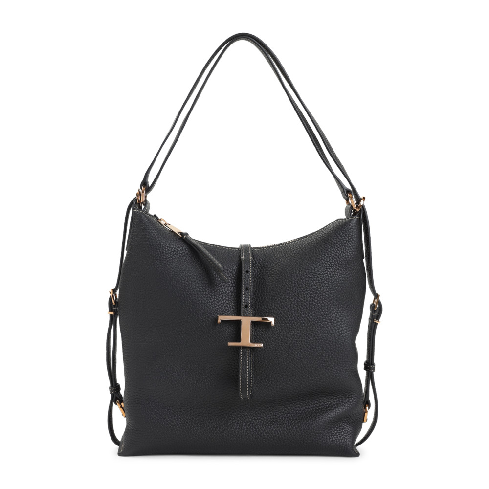 Tod's Black Shoulder Bag With Adjustable Shoulder Strap And Logo Plaque On The Front In Black