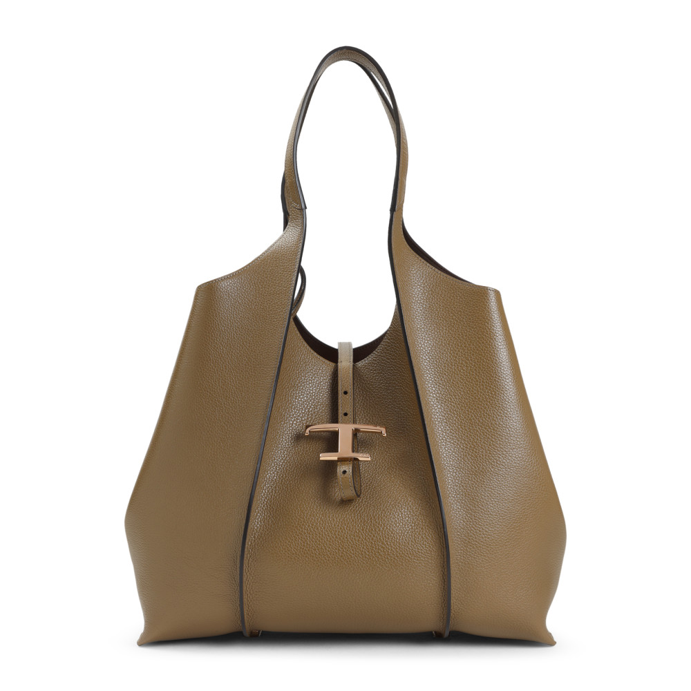 Tod's Medium T Timeless Grained Leather Tote Bag In Brown