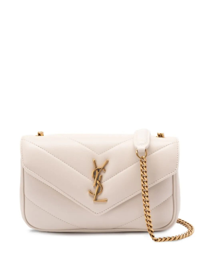 Saint Laurent White Loulou Mini Shoulder Bag In White