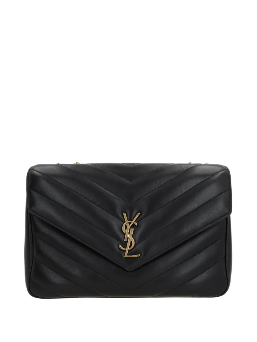 Saint Laurent Black Loulou Large Shoulder Bag In Black