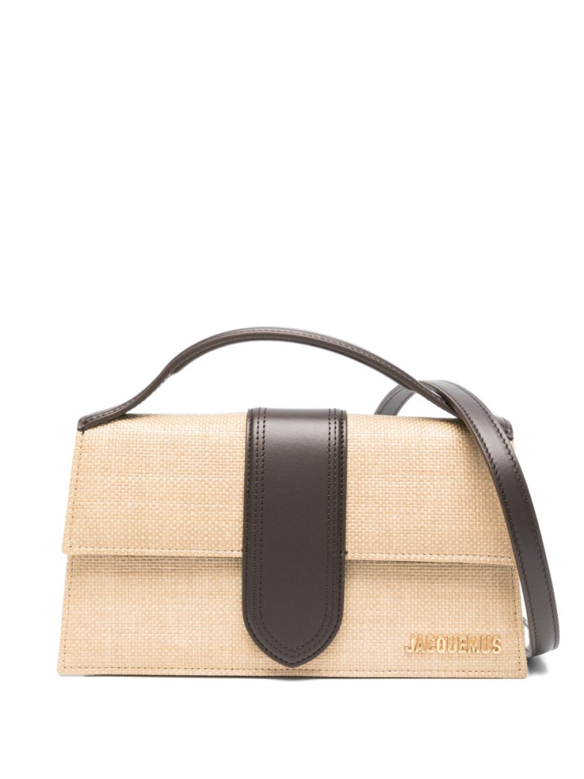 Jacquemus Natural Beige Raffia Le Bambino Handbag In Brown