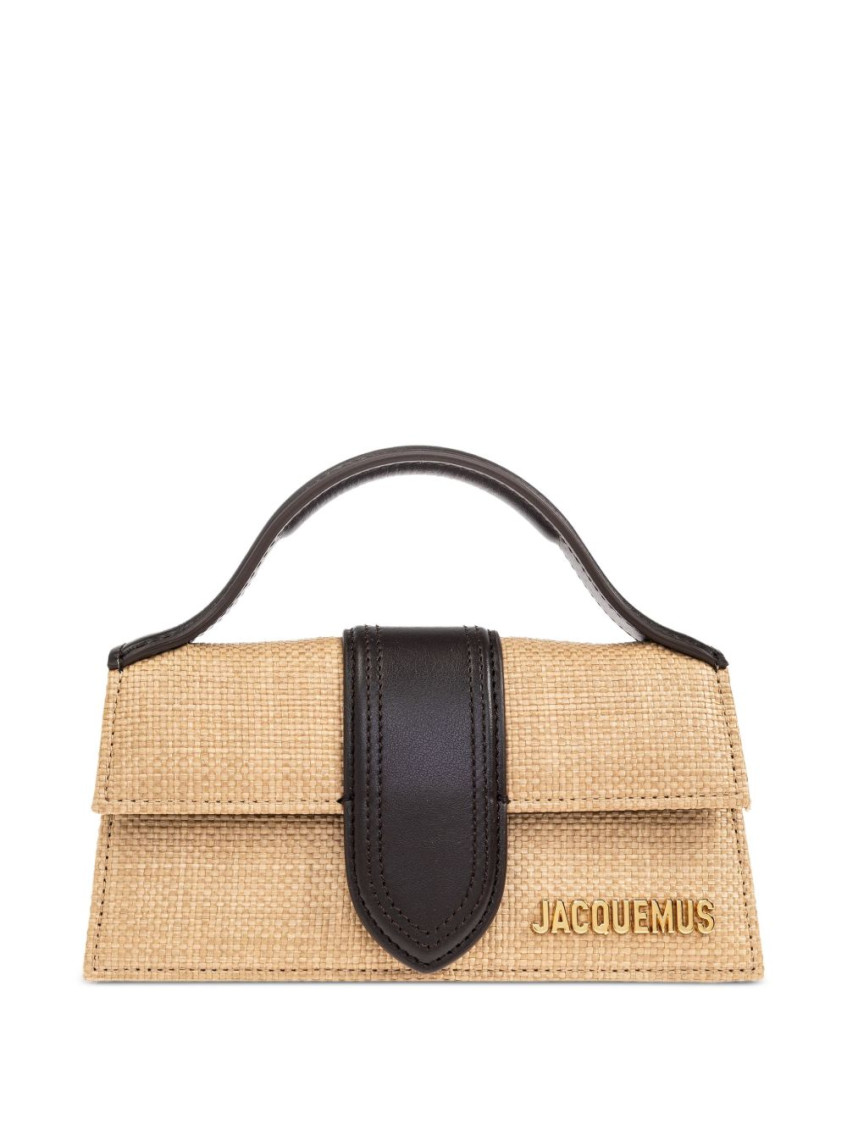 Jacquemus Woven Leather Shoulder Bag With Top Handle In Brown