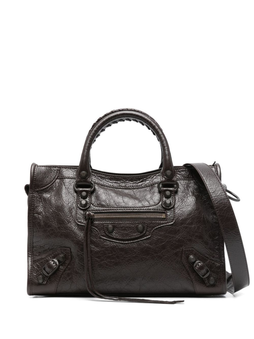 Balenciaga Dark Brown Le City Small Satchel In Burgundy