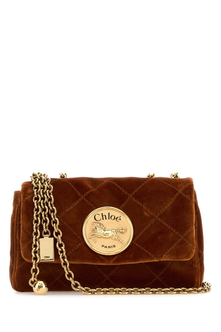 Chloé Chloe Women Caramel Velvet Small Chloe Heritage Shoulder Bag In Brown