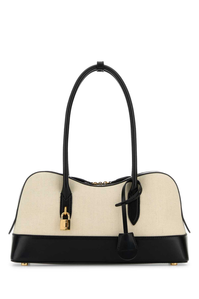 Stella Mccartney Stella Ryder Medium Cotton Canvas And Alter Mat Shoulder Bag In Black