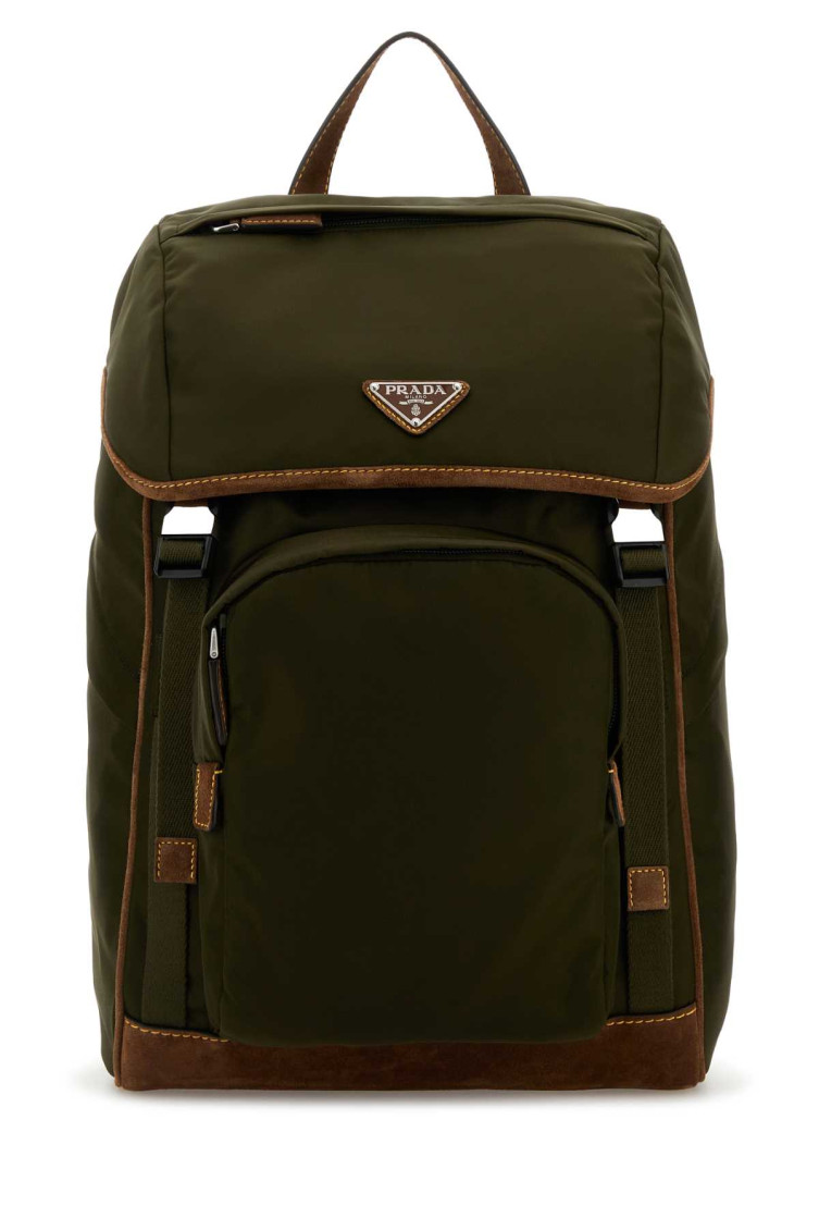 Prada Nylon Backpack With Adjustable Shoulder Straps In Green
