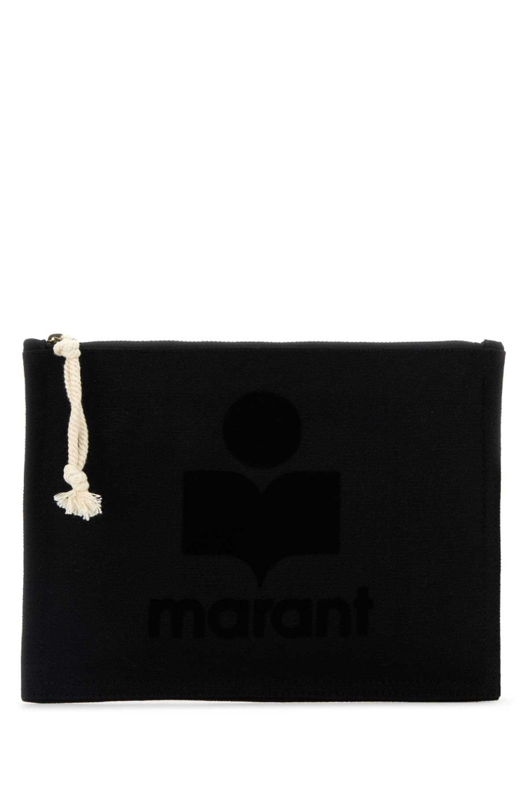 Isabel Marant Black Canvas Netia Clutch In Black