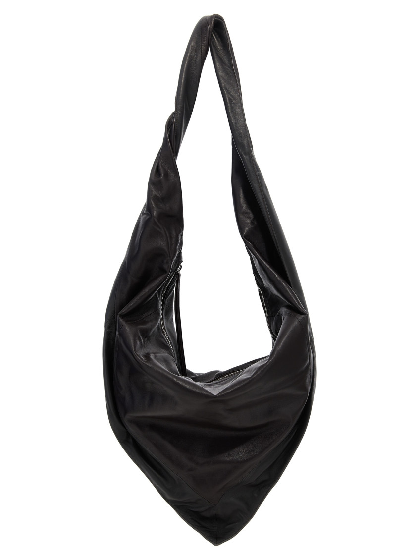Lemaire Scarf Leather Shoulder Bag In Dark Brown