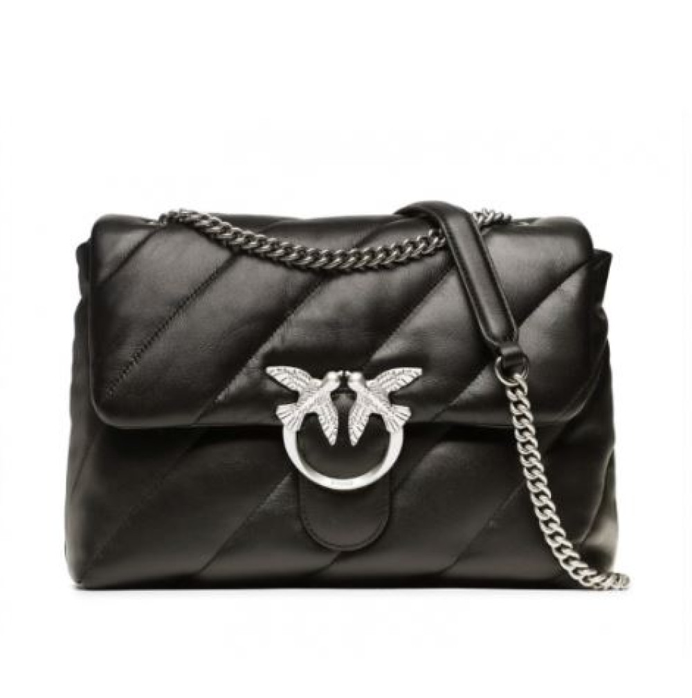Pinko Black Love Big Puff Shoulder Bag In Black