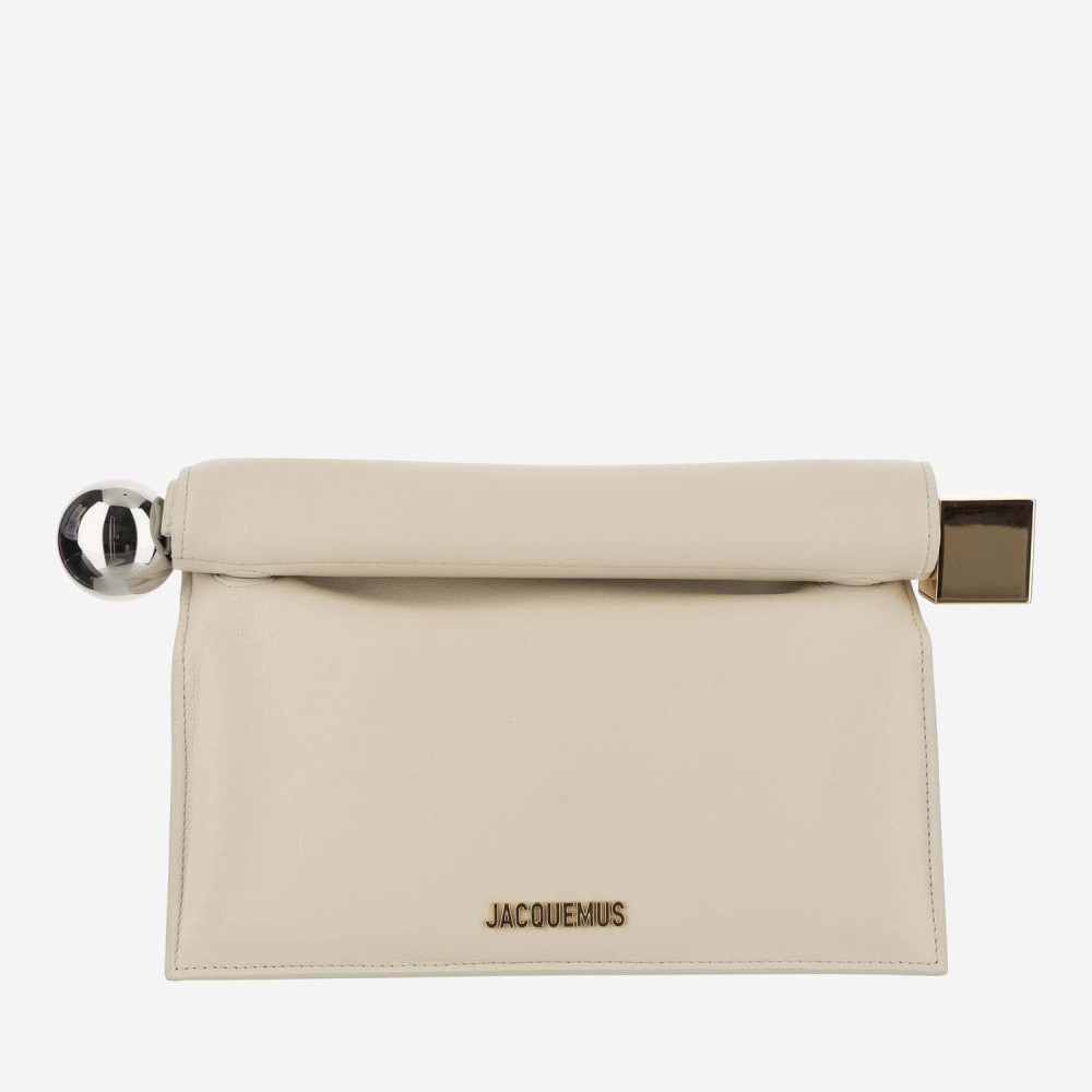 JACQUEMUS BEIGE LA POCHETTE ROND CARR CLUTCH BAG 