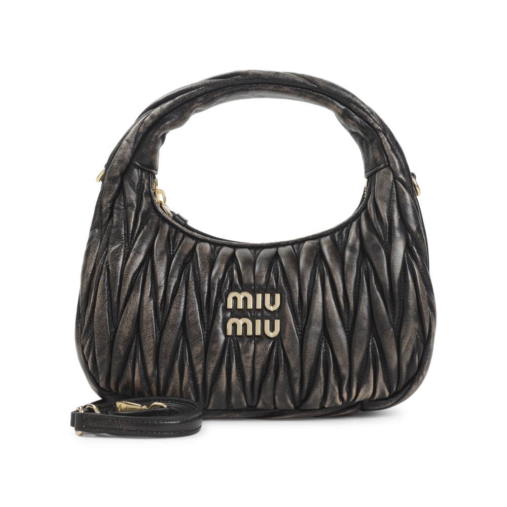Miu Miu Brown Wander Matelasse Handbag In Brown