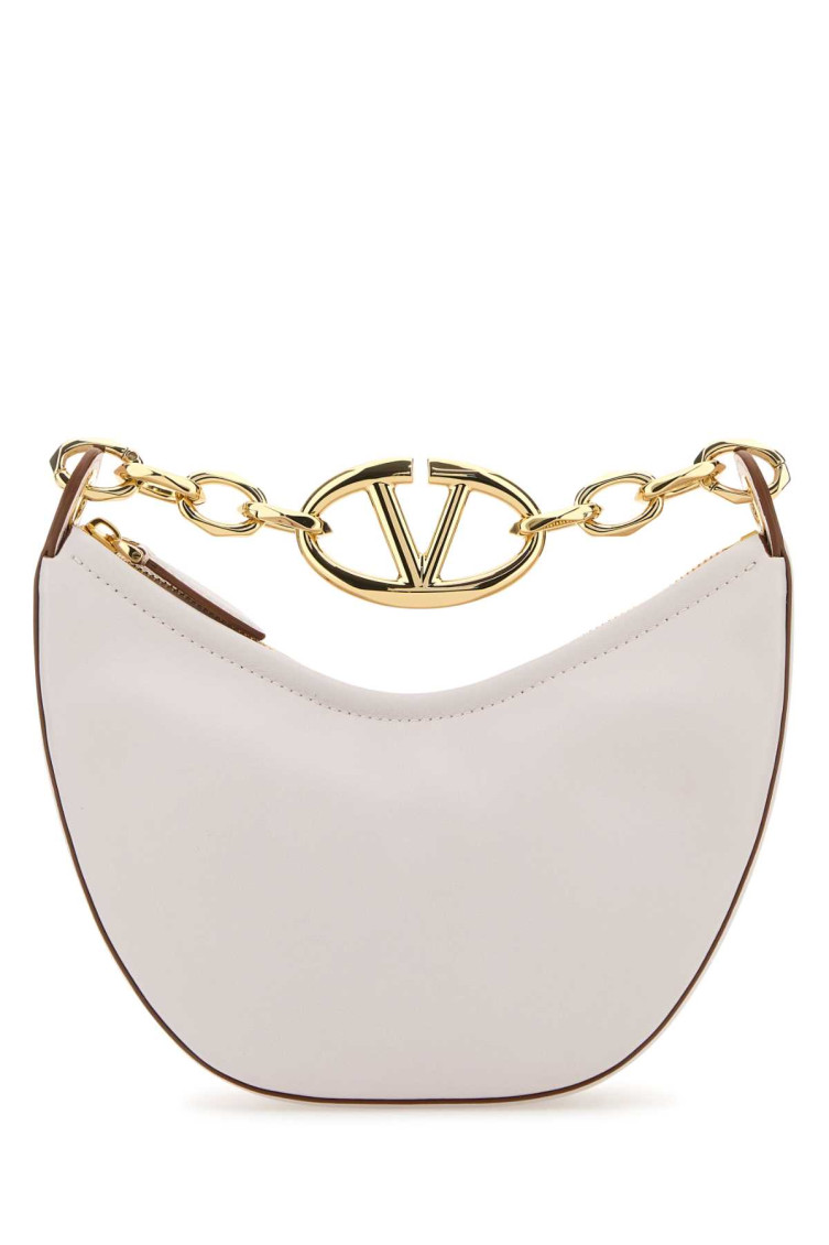 Valentino Ivory Leather Mini Hobo Vlogo Moon Handbag In Off White