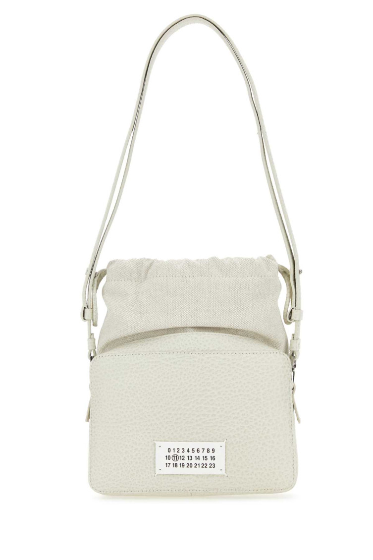 Maison Margiela Chalk Leather And Fabric 5ac Bucket Bag In White