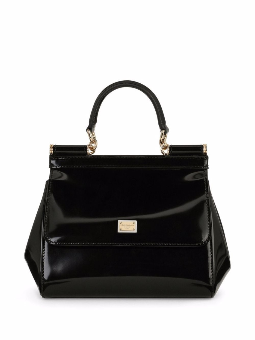 Dolce & Gabbana Black Sicily Medium Satchel Bag In Black