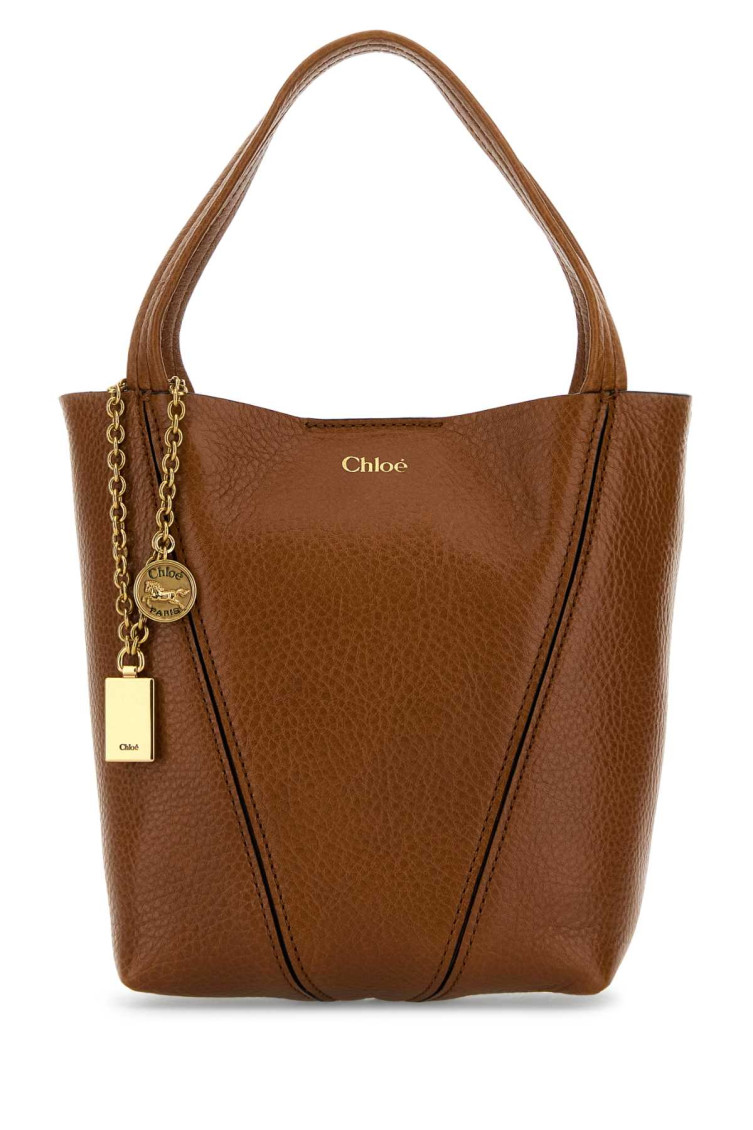 Chloé Caramel Leather Small Spin Shopping Bag In Brown