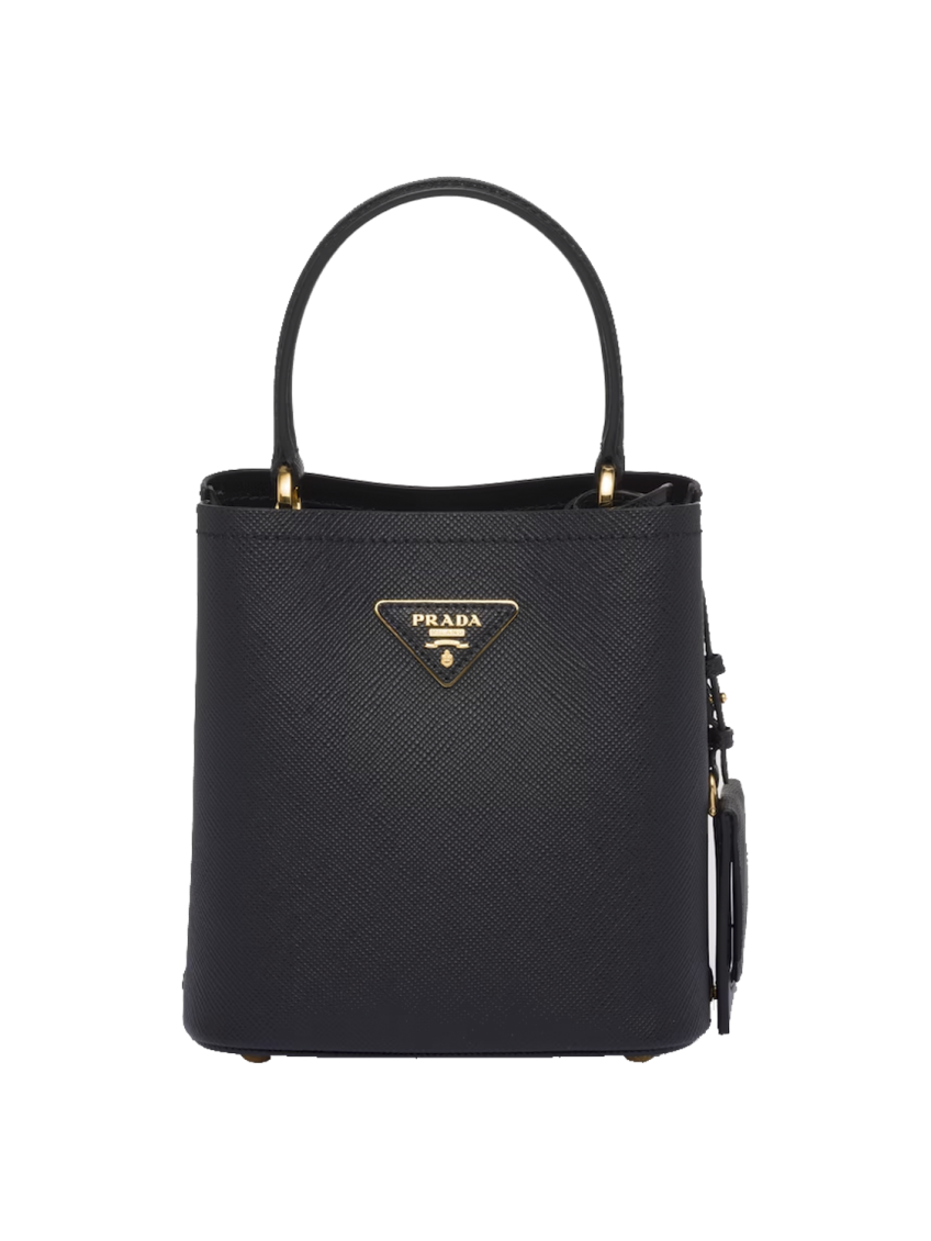 Prada Small Saffiano Leather Bucket Bag In Black