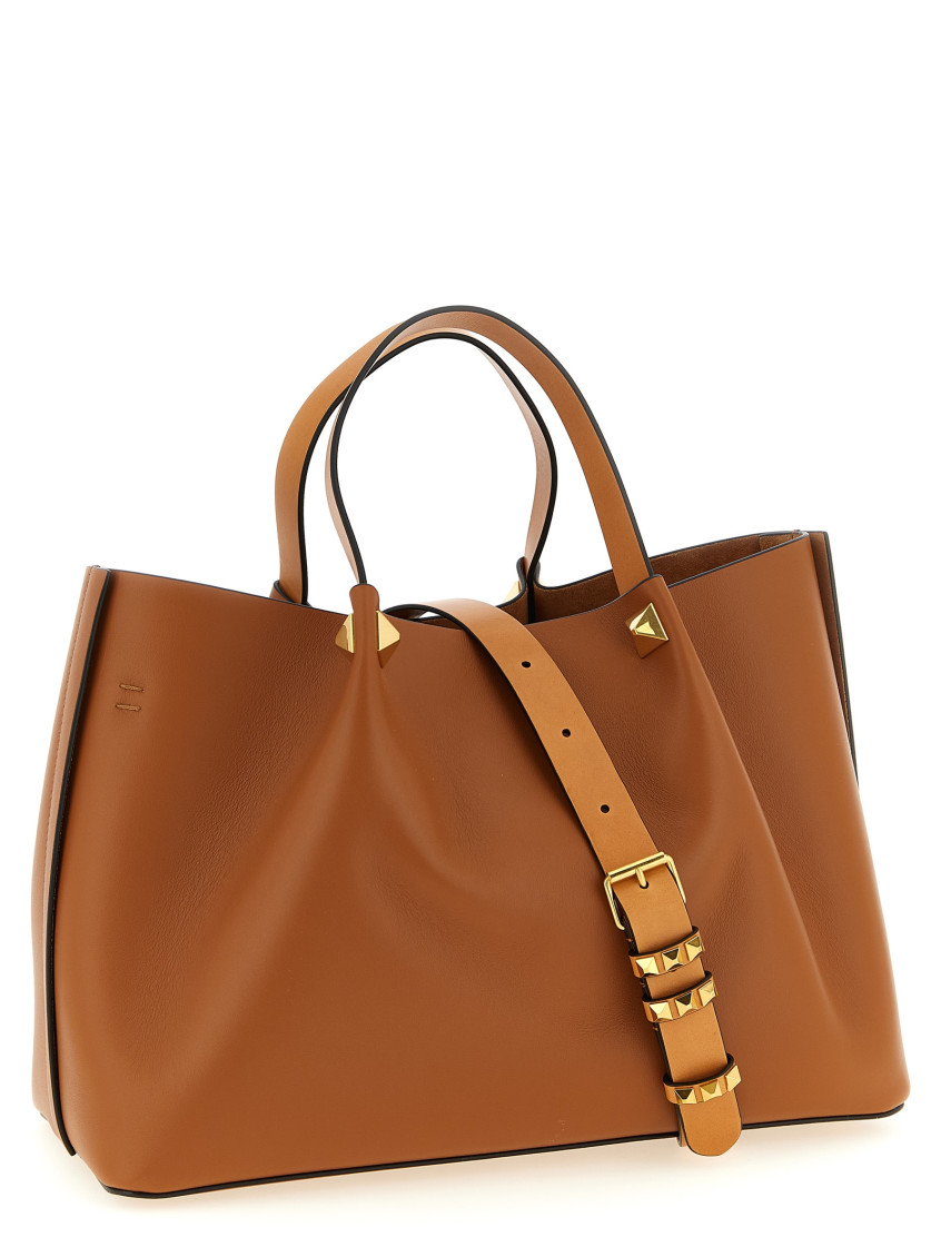 VALENTINO ブラウン モカシン 保存袋付き Valentino Garavani Brown VLogo Signature Medium Tote for Women