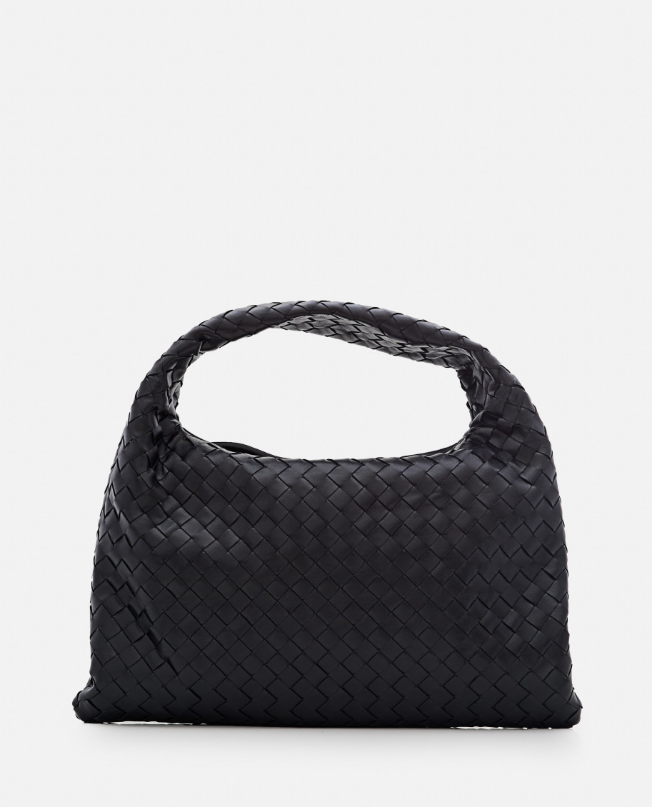 Bottega Veneta Small Hop Top Handle Bag In Intrecciato Leather In Black