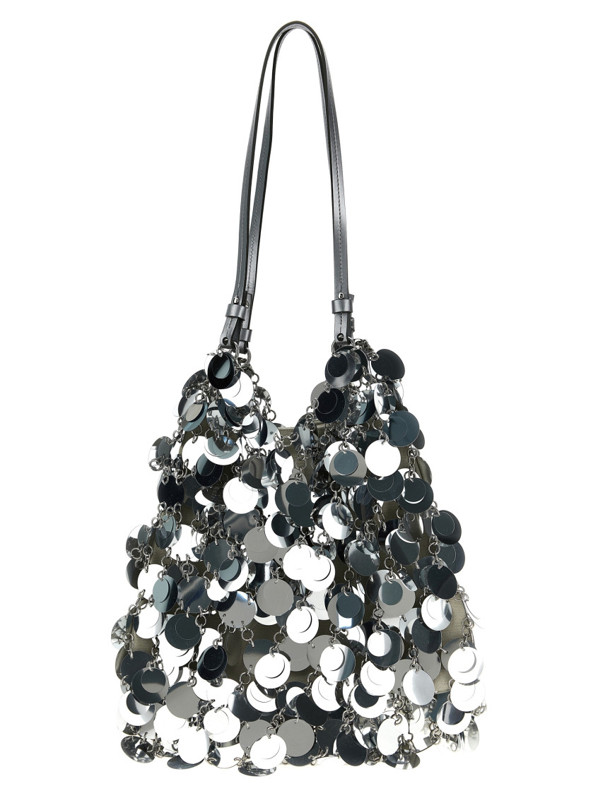 Rabanne Silver Silver Sparkle Discs Large Shoulder Bag In Silver