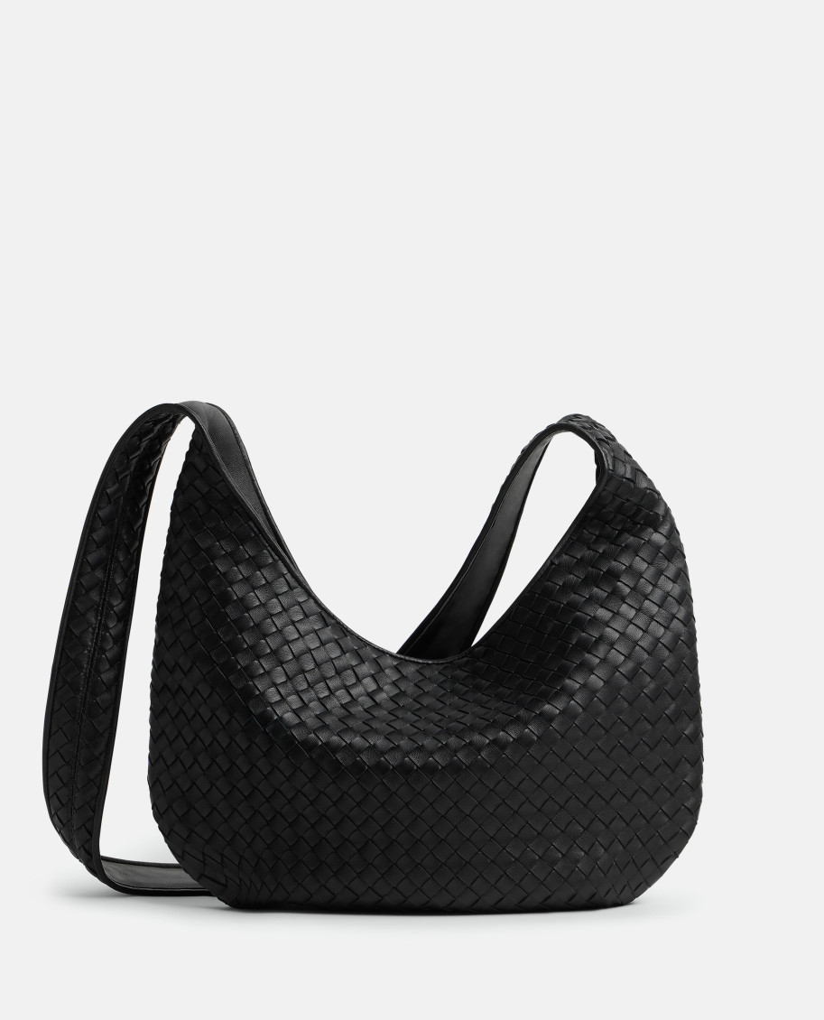 Bottega Veneta Black Crossbody Bag With Top Zip Closure And Intrecciato Motif In Leather Woman In Black