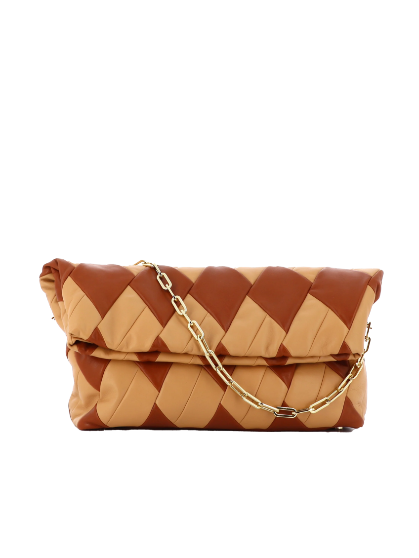 Reco Brown Rombo Quilted Shoulder Bag In Brown