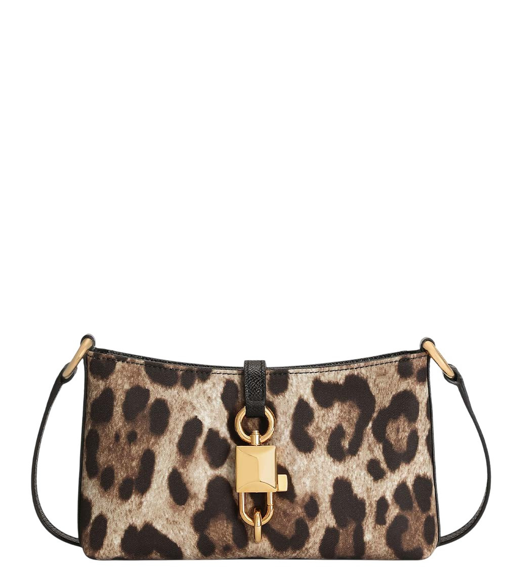 Dolce & Gabbana Leopard Print Lock Small Shoulder Bag for Women