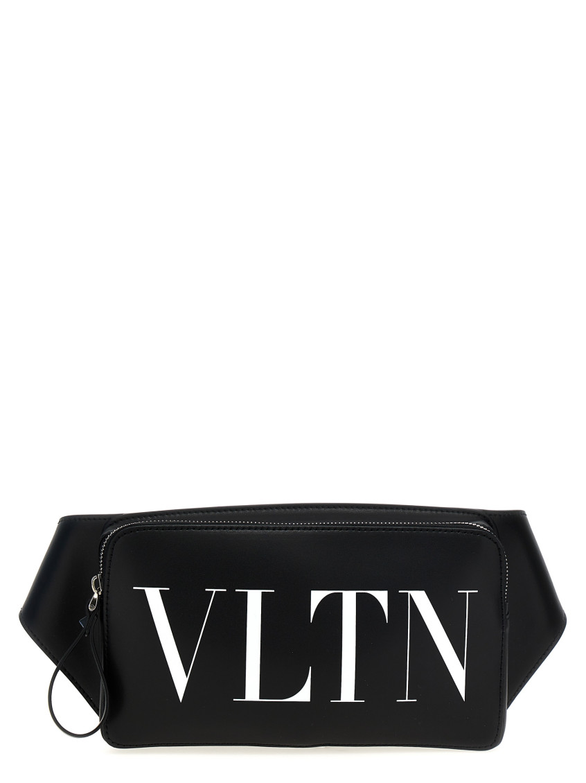 Shop Valentino Black Vltn Logo Crossbody Bag