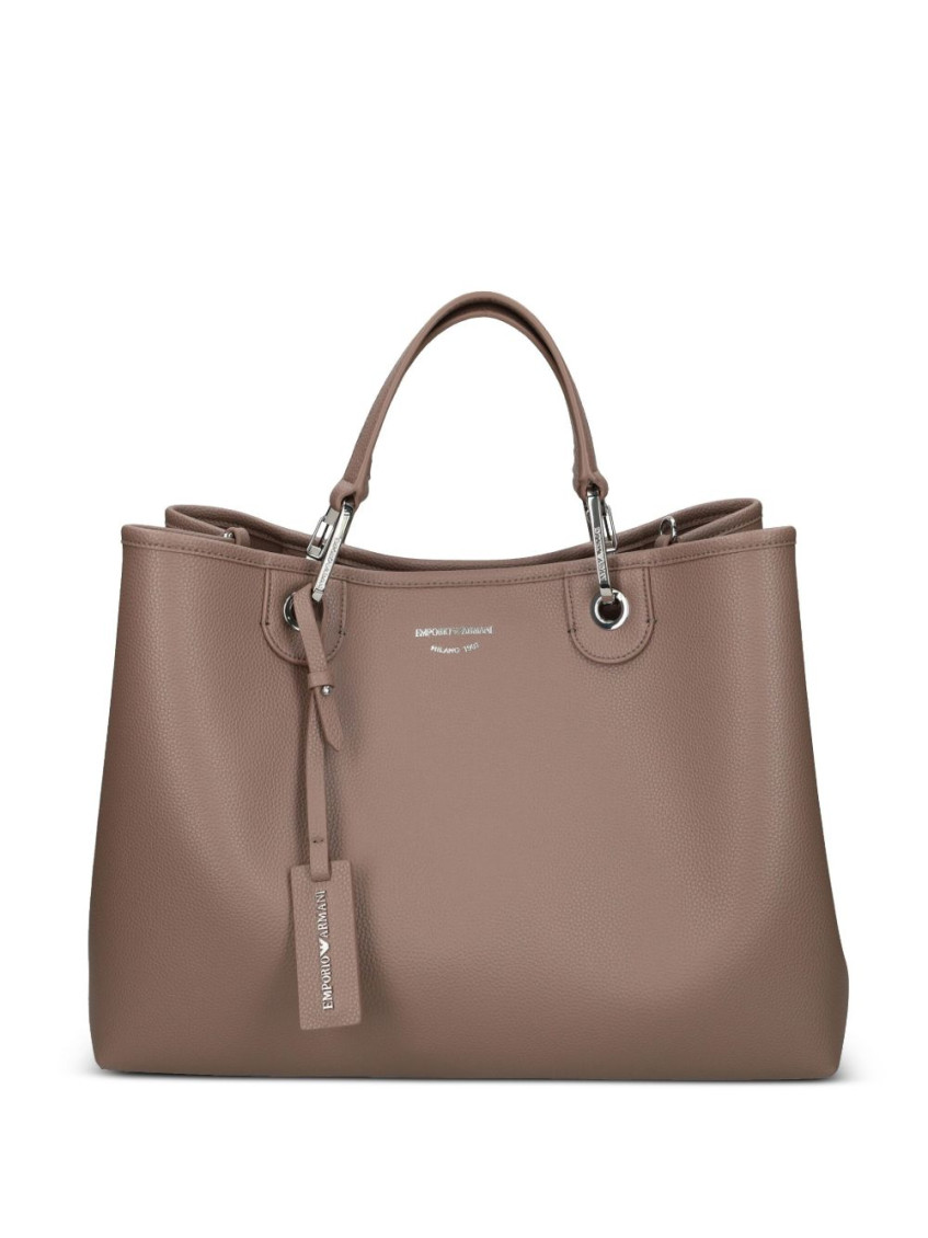 Emporio Armani Taupe Myea Medium Satchel In Brown
