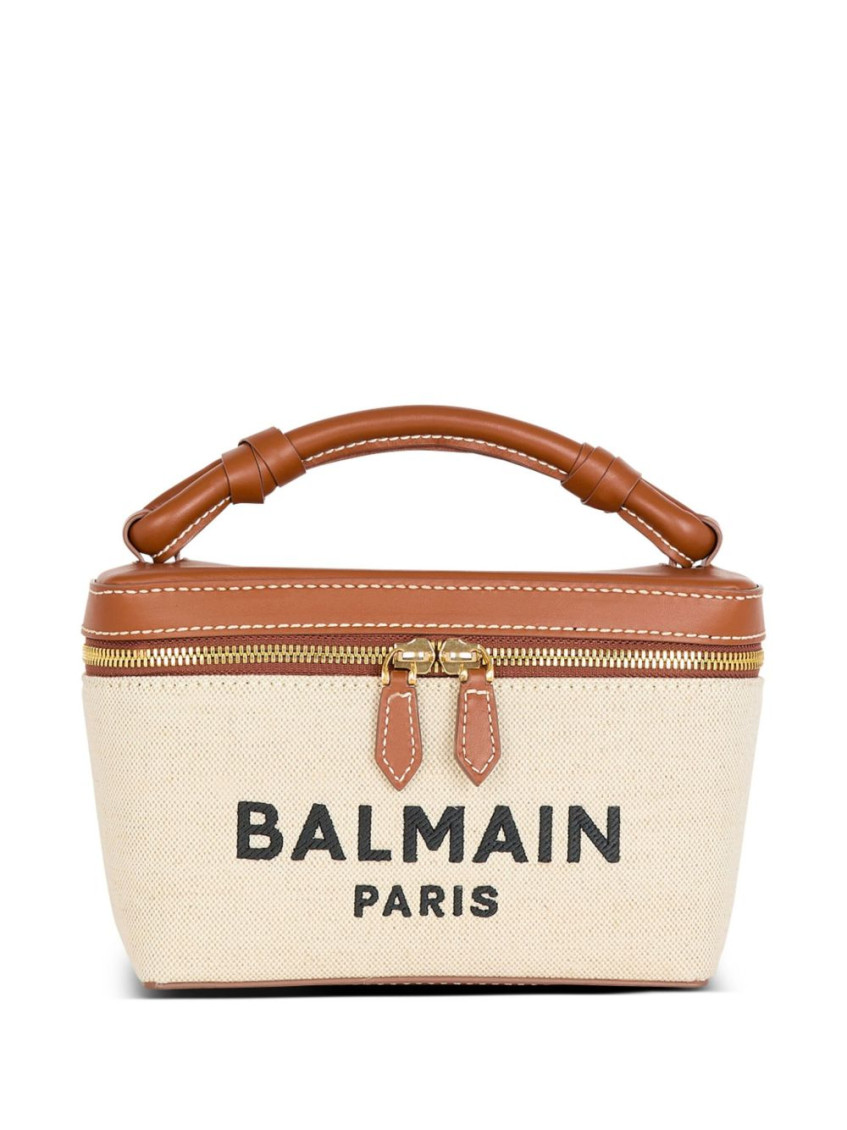 Balmain Beige B-army Canvas Crossbody Bag In Sand