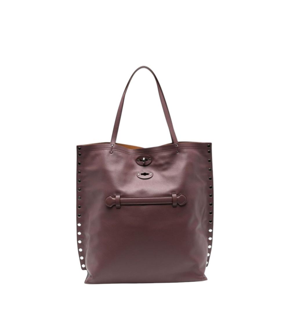 Zanellato Saeta Medium Leather Tote Bag With Studded Detailing In Red