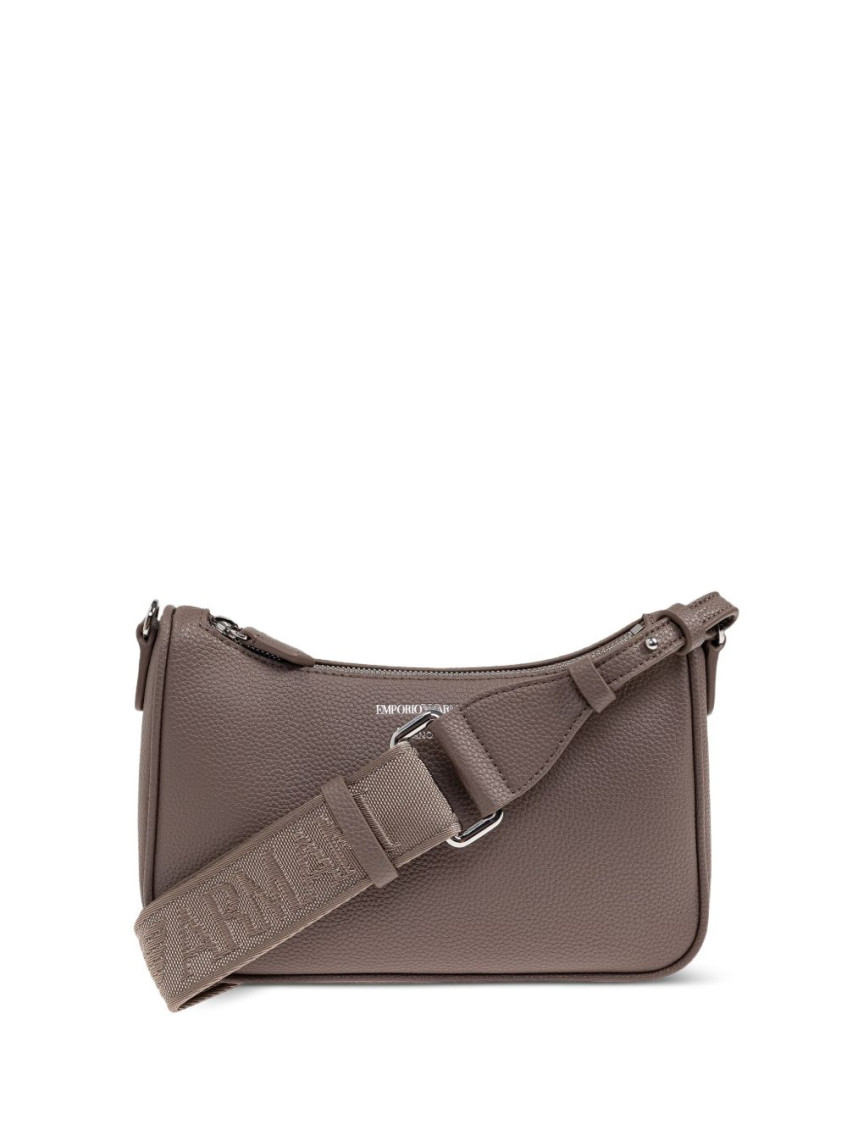 Emporio Armani Grey Logo-plaque Crossbody Bag In Gray