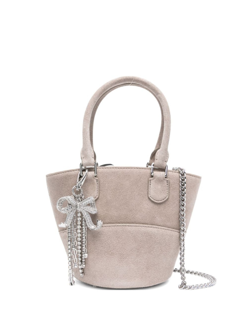 Self-portrait Self Portrait Suede Tote Bag In Gray