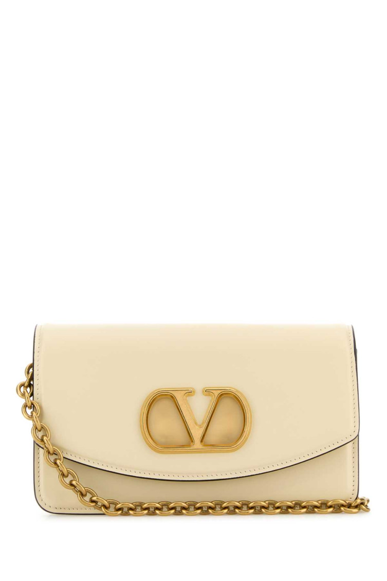 Valentino Garavani Garavani Vain Clutch Bag In Shiny Calfskin Woman Butter Uni In White