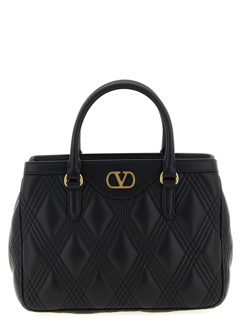 Valentino Black Quilted 67 Satchel In Black