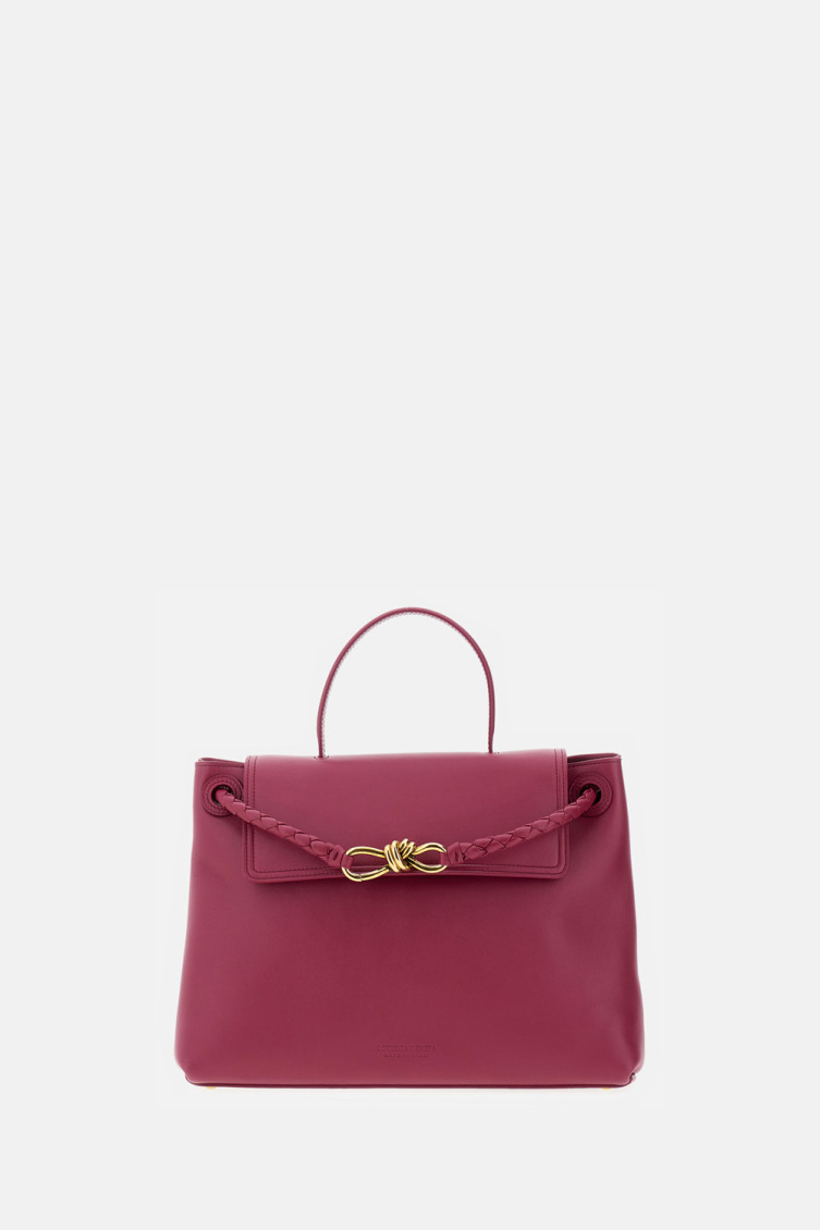 Bottega Veneta Andiamo Medium Leather Top-handle Bag In Red