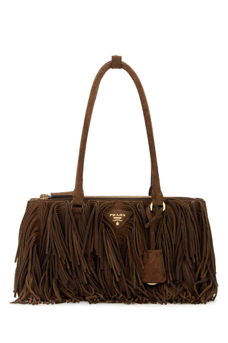 Prada Brown Logo Shoulder Bag In Brown