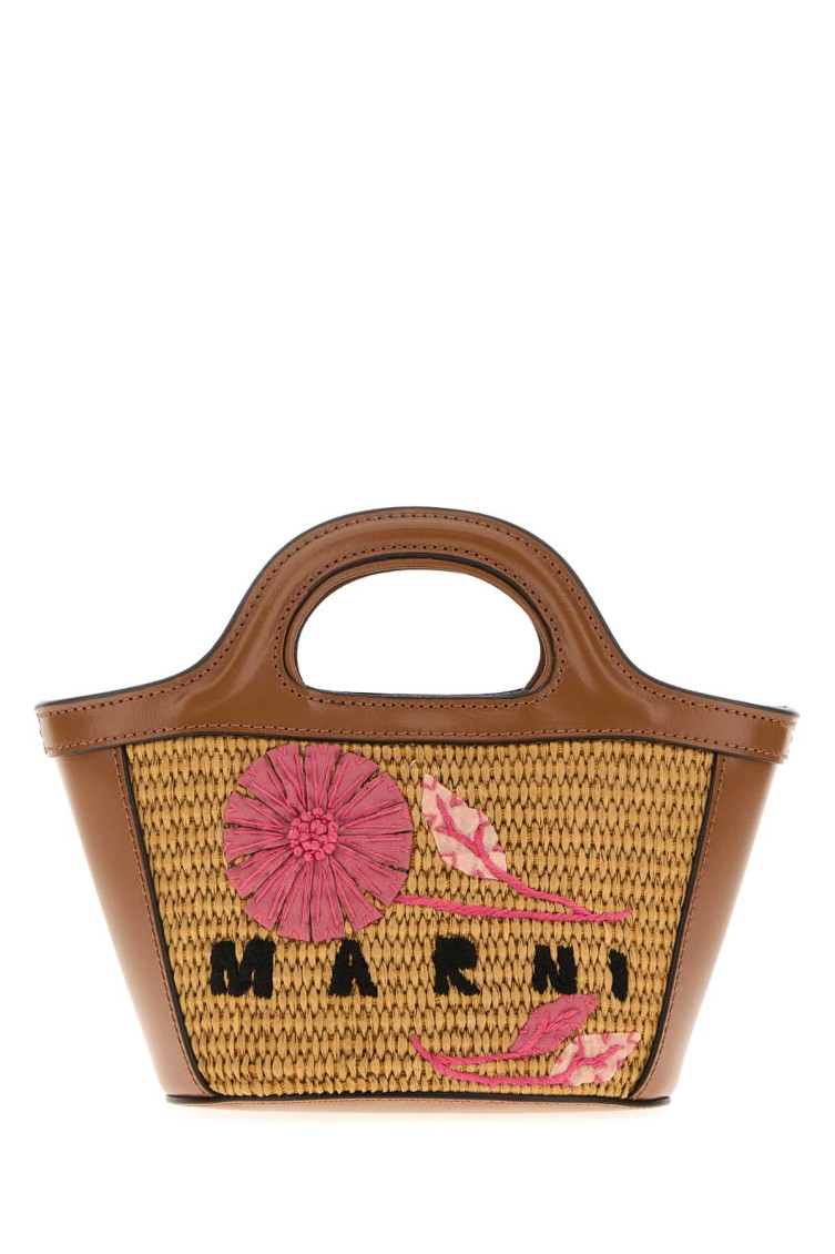 Marni Natural Tropicalia Tote In Brown