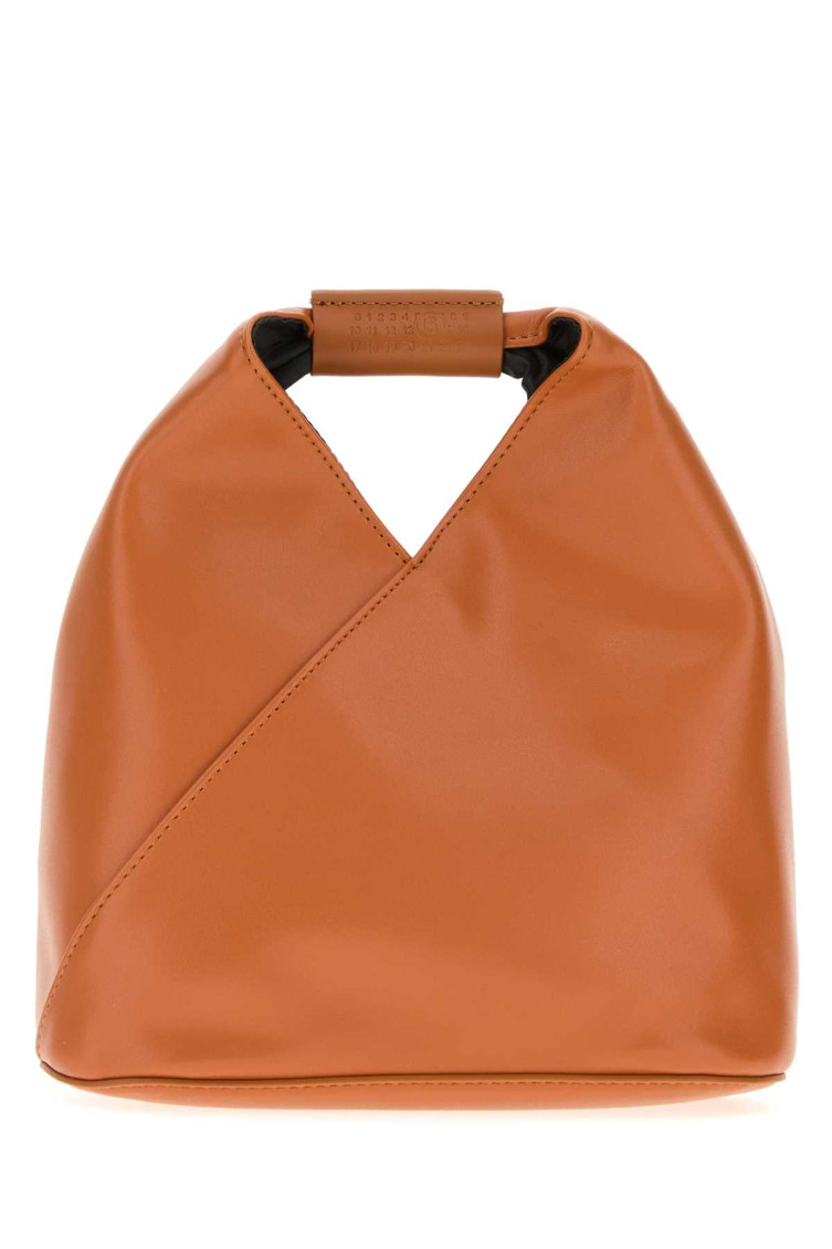 Mm6 Maison Margiela Japanese Handbag With Top Handle And Seam Detailing In Brown