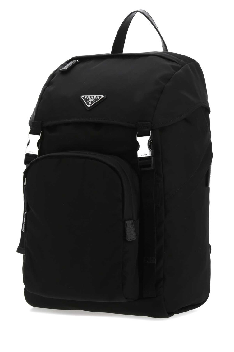 バッグ PRADA backpack triangle unisex black Prada Black triangle-logo backpack for Men Online USA at Darveys.com