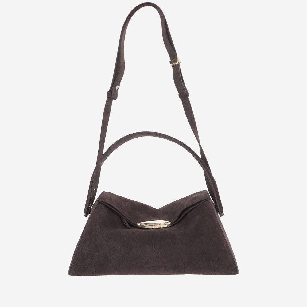 Benedetta Bruzziches Dark Brown Suede Shoulder Bag In Brown