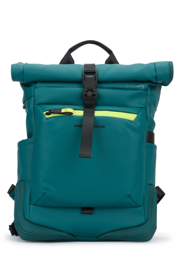 Piquadro Roll-top Backpack In Green